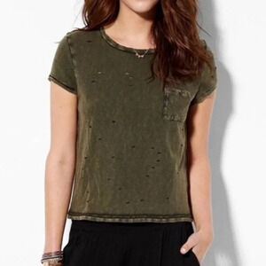 American Eagle Distressed Olive Green Tshirt